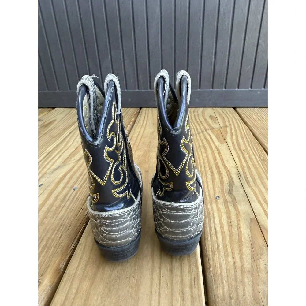 Smoky Mountain Cowboy Brown Youth Boots Laramie Embroidered Design Sz 7.5